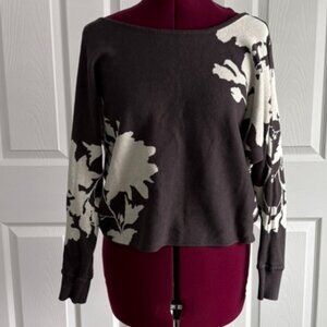 Anthropologie - Brown Floral Cut Out Sweater - Size M